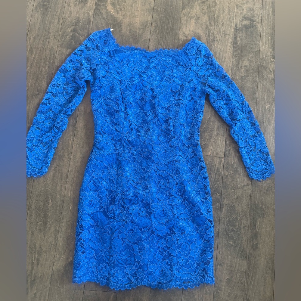 Madison Marcus Blue Lace Dress Sz S